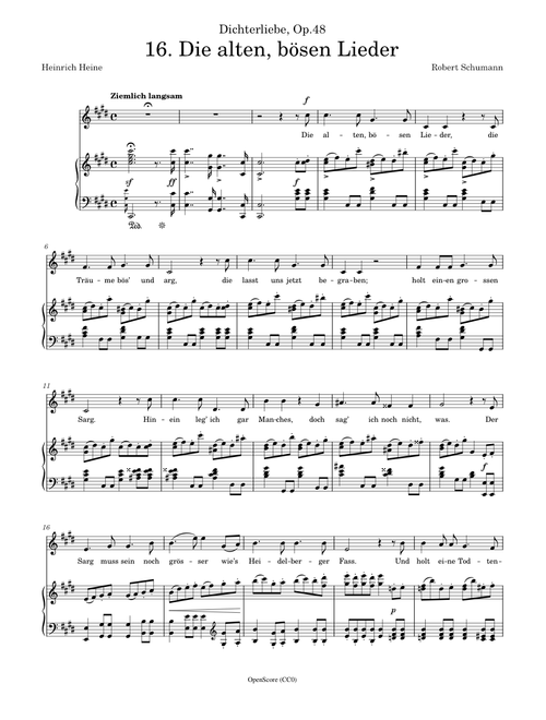 Schumann, Robert - Dichterliebe, Op.48, No.16 - Die alten, bösen Lieder