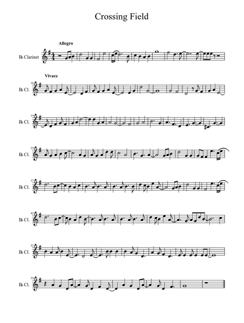 Crossing Field (Bb clarinet only)