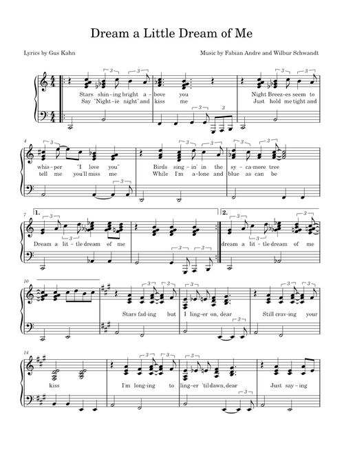 Dream A Little Dream Of Me – Wilbur Schwandt and Fabian Andre Dream a Little Dream of Me - Piano