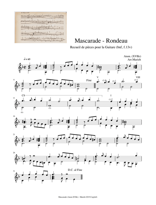 Mascarade - Rondeau - Robert de Visée