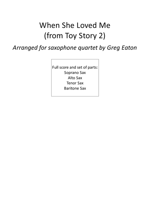 When She Loved Me (Arr. Greg Eaton) - Sarah McLachlan (Woodwind Ensemble)