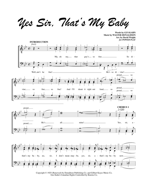 Yes Sir, That's My Baby (Arr. David Wright) - Walter Donaldson (Choral, SSAA)