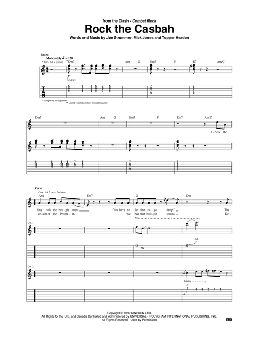 Rock The Casbah - The Clash (Guitar Tab)