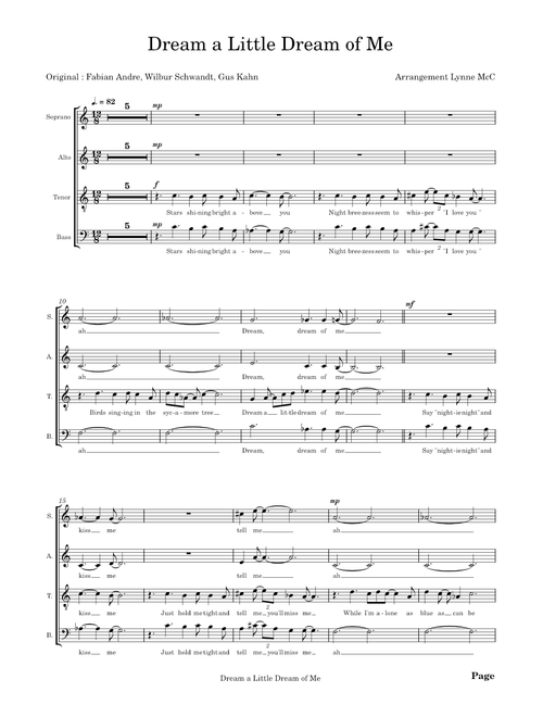 Dream A Little Dream Of Me – SATB