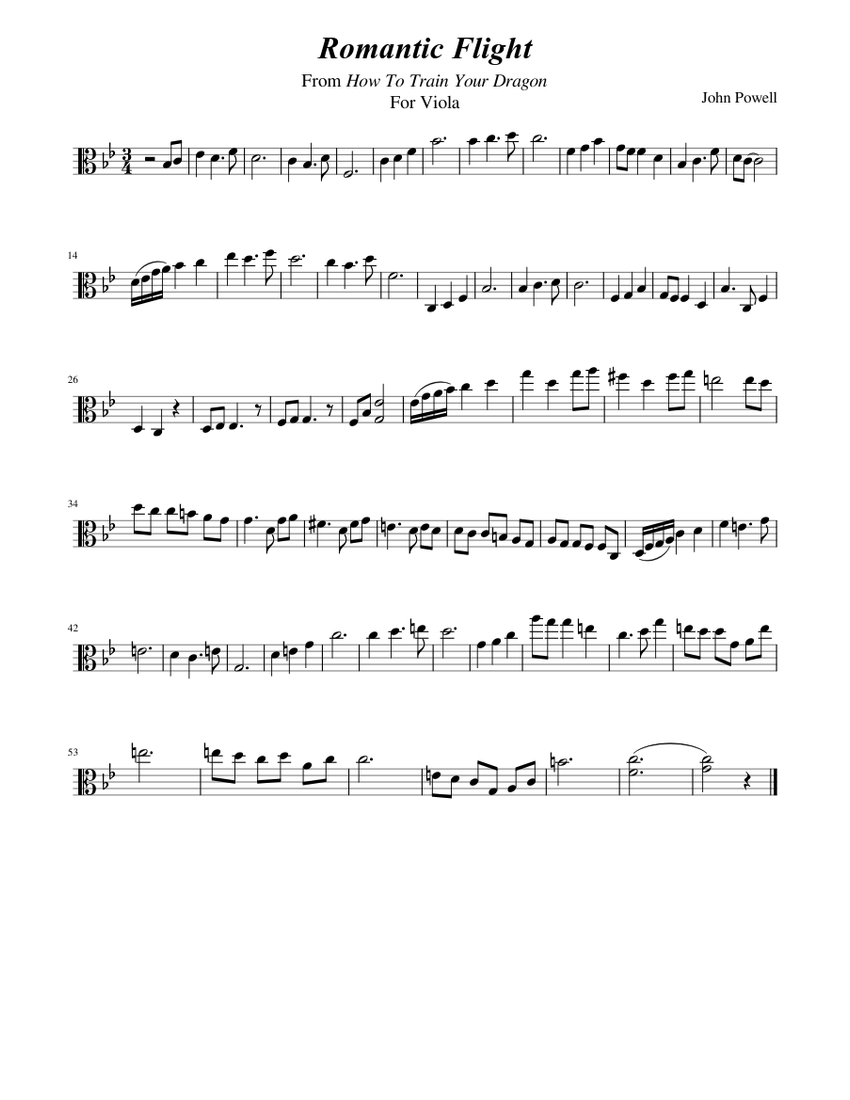 Romantic Flight for Viola Sheet music for Viola Solo Musescore