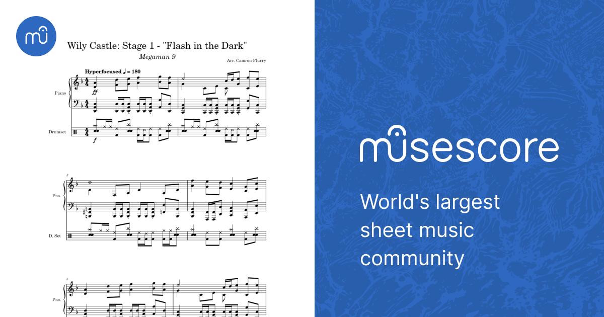 Flash in the Dark (Megaman 9) Sheet Music for Piano, Drum group