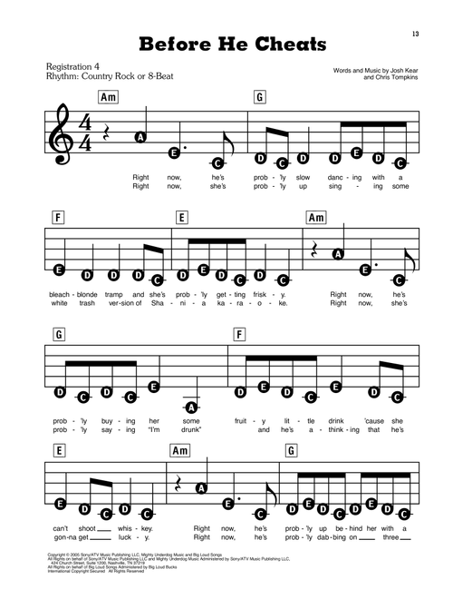 Before He Cheats - Carrie Underwood (E-Z Play Today)