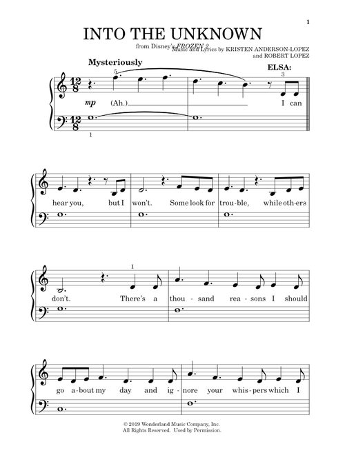 Into The Unknown (from Disney's Frozen 2) - Idina Menzel and AURORA (Beginning Piano Solo)