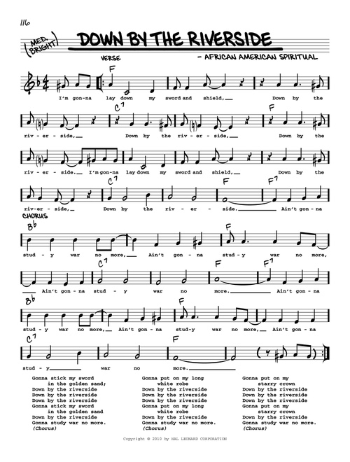 Down By The Riverside (arr. Robert Rawlins) - African American Spiritual (Real Book - Melody-Chords-Lyrics)