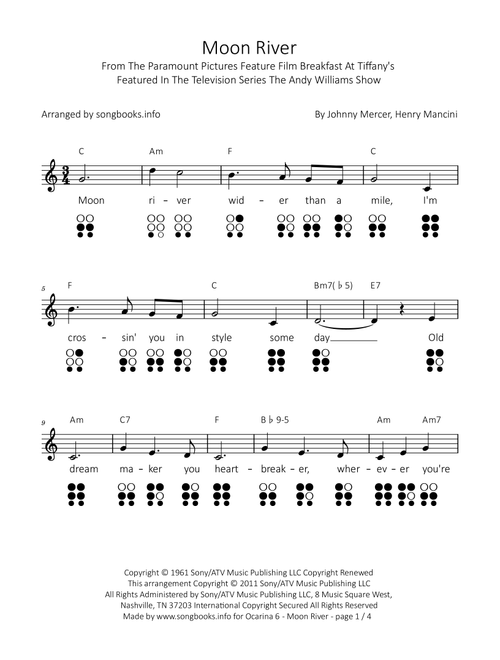 Moon River (Arr. songbooks.info) - Andy Williams (Ocarina)
