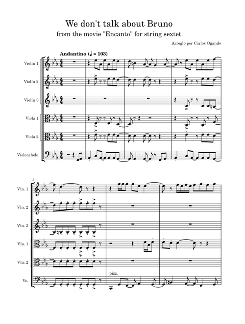 We Don't Talk About Bruno (from Encanto) (for string sextet) - Lin-Manuel Miranda