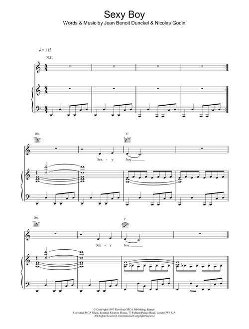 Sexy Boy - Air (Piano-Vocal-Guitar (Piano Accompaniment))
