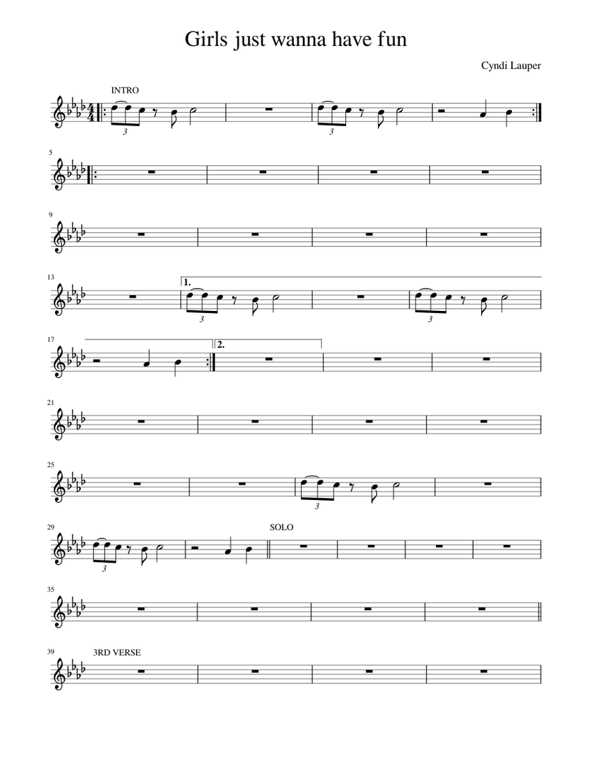 Girls just wanna have fun Sheet music for Piano (Solo)