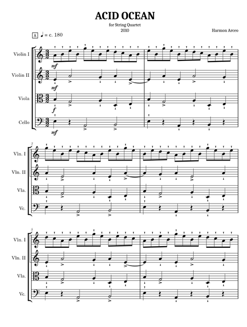 Acid Ocean by Harmon Arceo (for String Quartet)