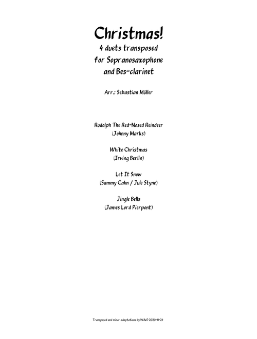 Christmas, 4 duets, for sopranosaxophone and clarinet