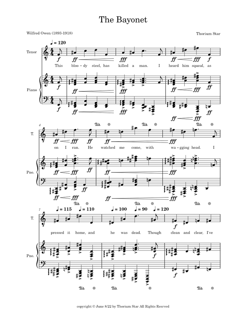 The Sheet music for Piano, Tenor (PianoVoice)