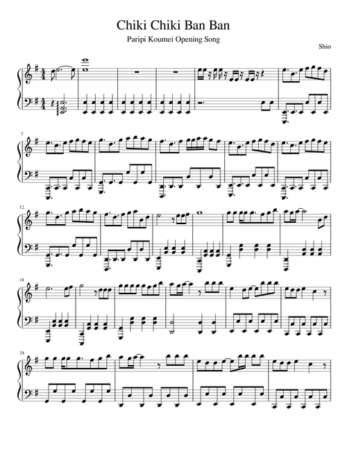 Paripi Koumei OP - Chiki Chiki Ban Ban【Piano Arrangement】