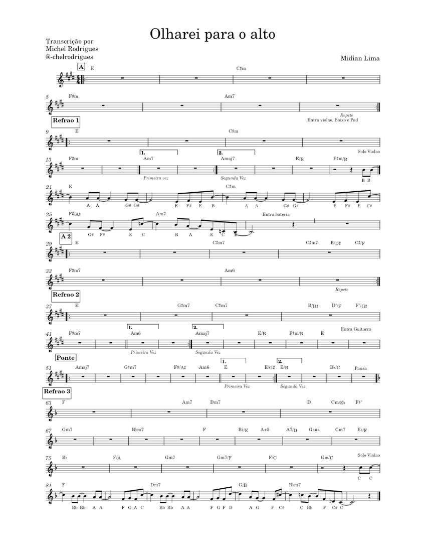 Olharei para o alto - Mydian Lima Sheet music for Piano (Solo ...