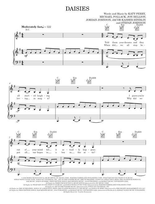Daisies - Katy Perry (Piano-Vocal-Guitar)