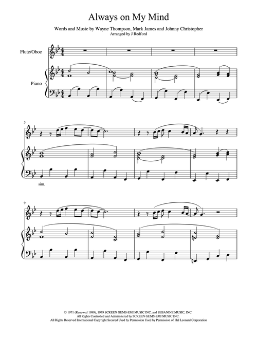 Always On My Mind (Arr. John Redford) - Elvis Presley (Instrumental Duet)
