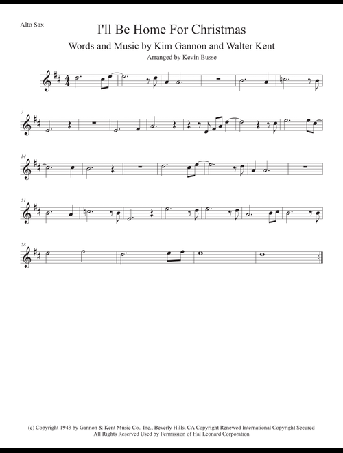 I'll Be Home For Christmas (Arr. Kevin Busse) - Rascal Flatts (Alto Sax Solo)