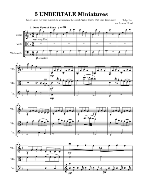 5 UNDERTALE Miniatures for String Trio