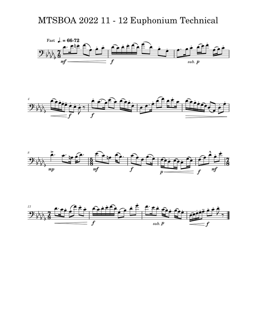 MTSBOA 2022 11 - 12 Euphonium Technical Sheet Music for Trombone (Solo ...