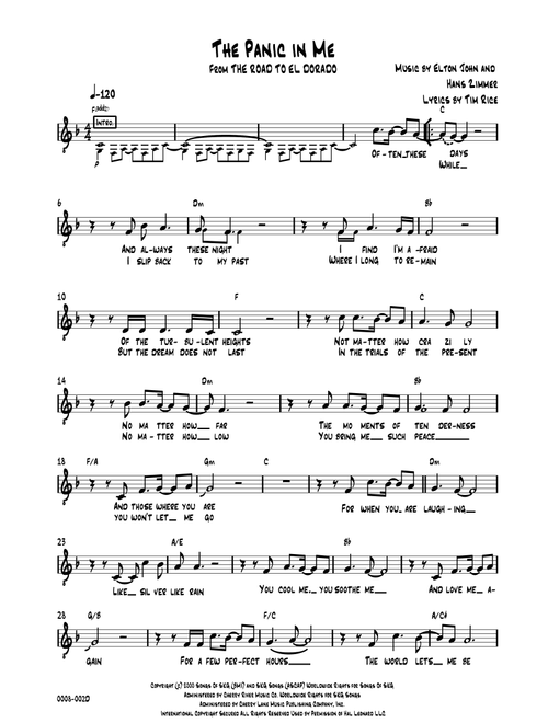 The Panic In Me  from THE ROAD TO EL DORADO (Arr. Red Gate Music) - Hans Zimmer, Elton John (Vocal Solo)
