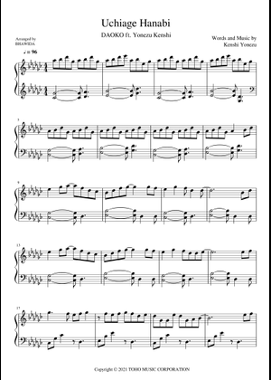 Uchiage Hanabi Fireworks - DAOKO Sheet Music for Piano (Solo