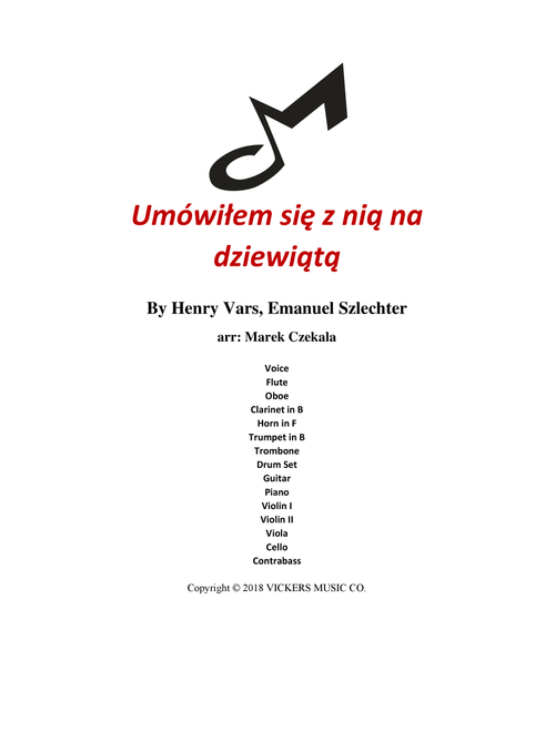 Umowilem Sie Z Nia Na Dzuewiaia (Arr. Marek Czekala) - Eugeniusz Bodo (Full Orchestra)