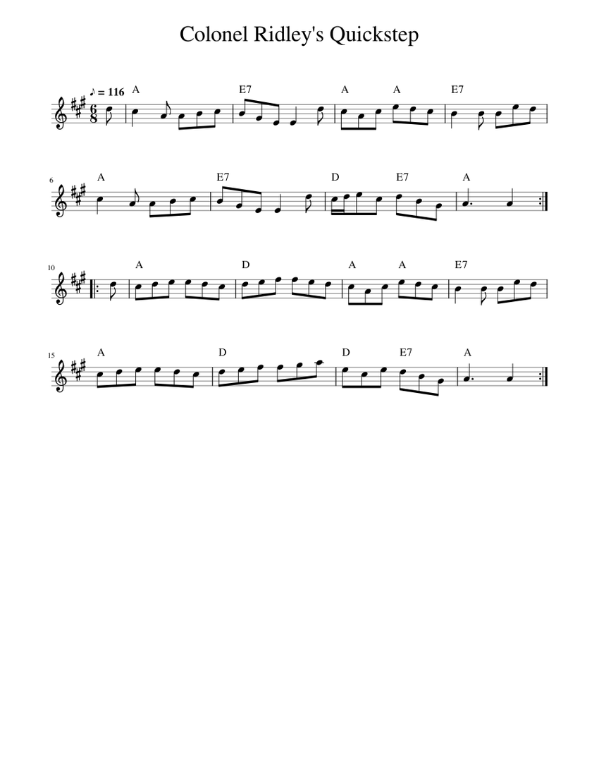 Colonel Ridley's Quickstep Sheet music for Piano (Solo) Easy ...