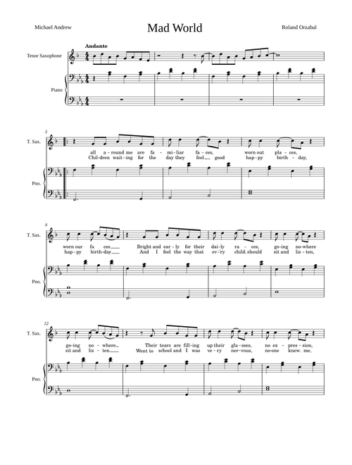 Mad world Saxophone