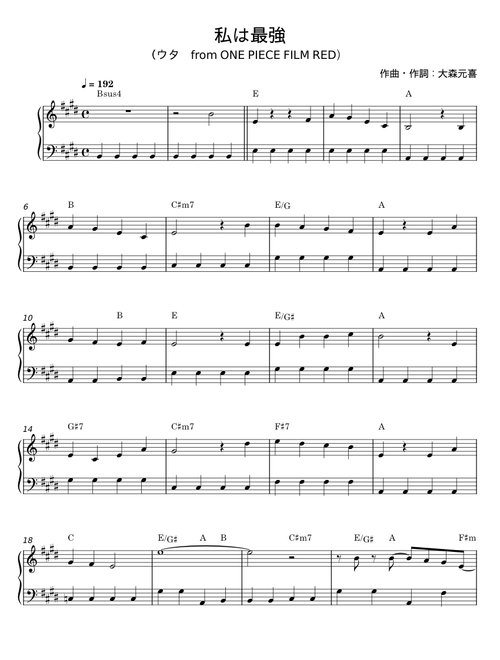 私は最強 – 作曲;作詞;大森元喜