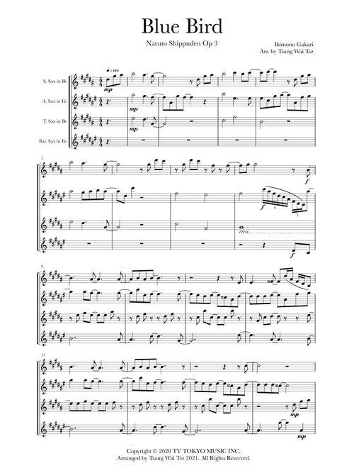 Ikimono Gakari's Blue Bird (Arr. Tsang Wai Tsz) - Ikimonogakari (Woodwind Ensemble)