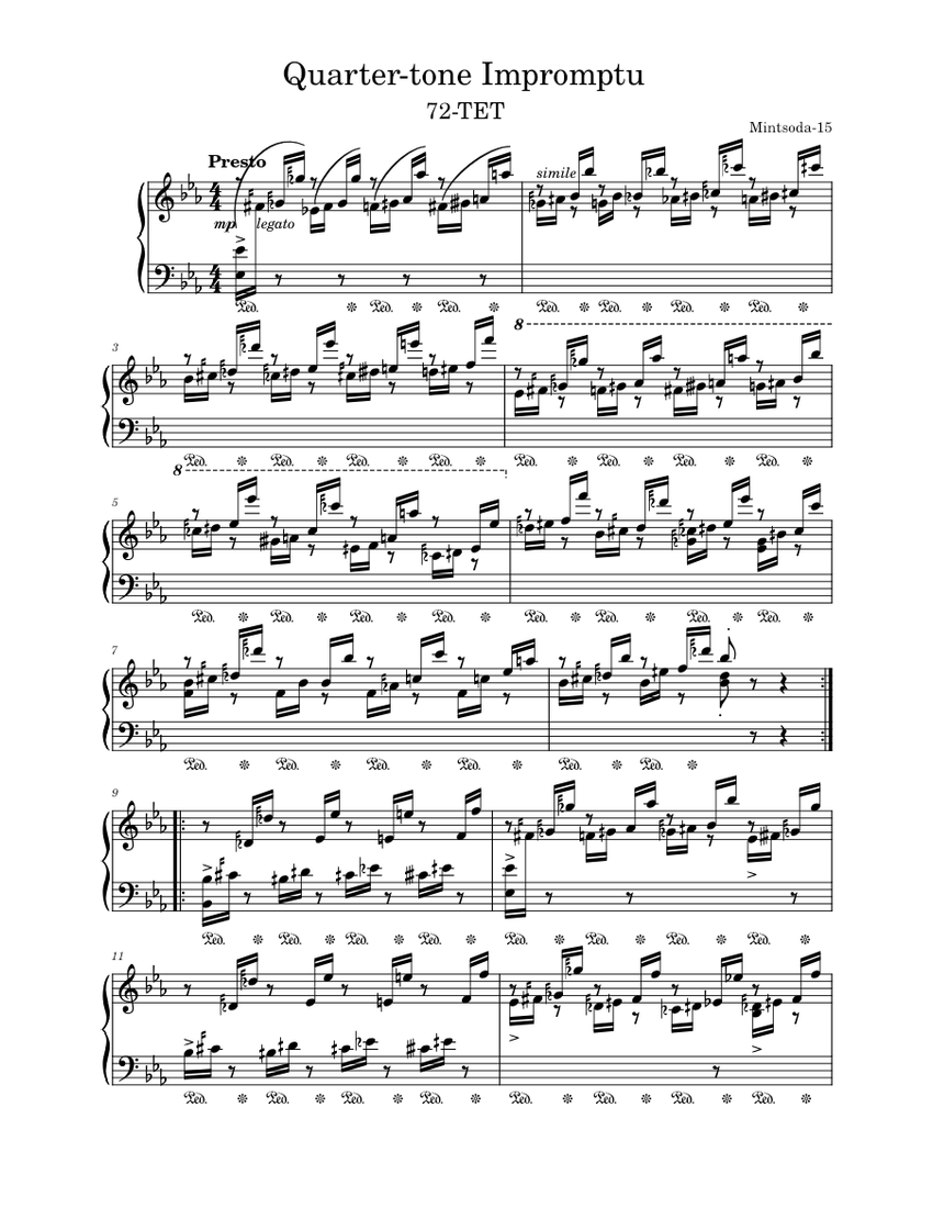 Quartertone Impromptu72 TET Sheet music for Piano (Solo)