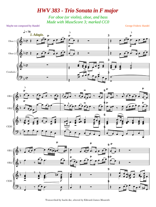 Trio Sonata in F major, HWV 383 – Georg Friedrich Händel