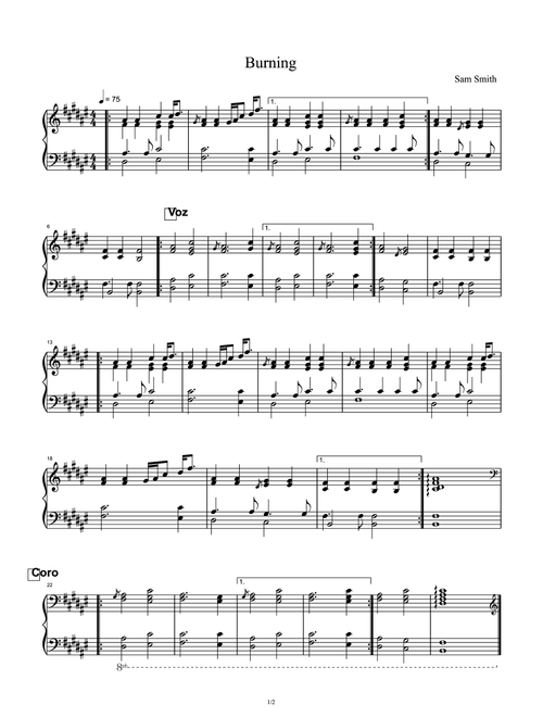 Burning (Arr. Sam Smith) (Piano Solo)