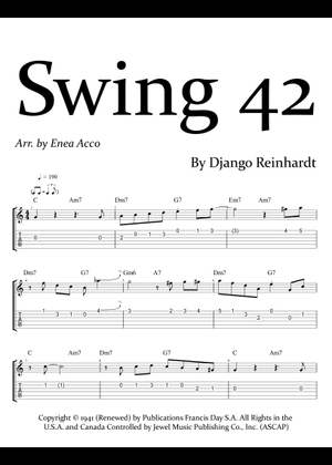 Play Official version of Swing 42 Sheet Music by Django Reinhardt