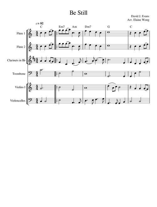 Be Still For The Presence (Arr. Elaine Wong) - David Evans (Small Ensemble)