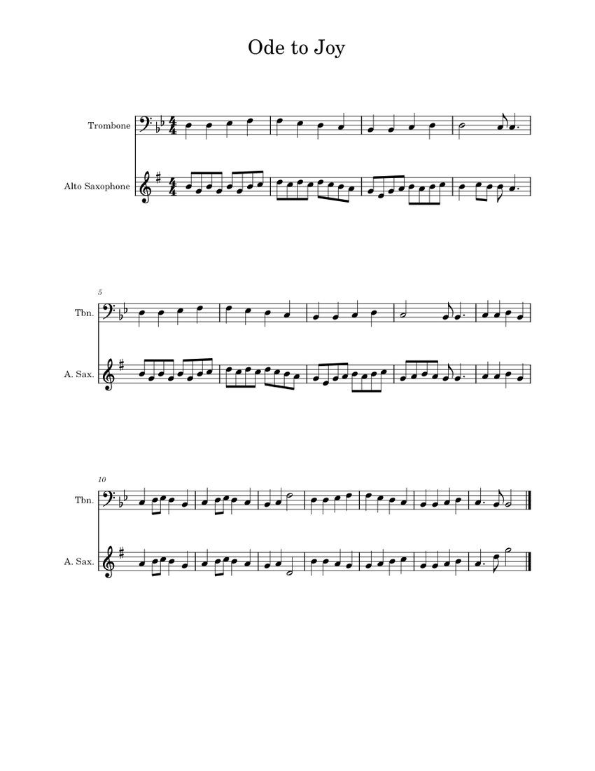 Ode To Joy Ludwig van Beethoven Ode to Joy Sheet music for Trombone