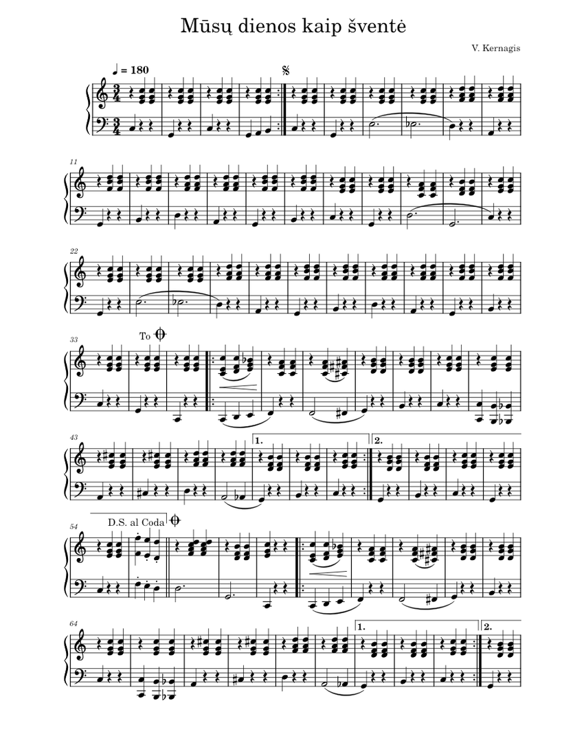 M s Dienos Kaip vent Vytautas Kernagis Sheet Music For Piano Solo m-s-dienos-kaip-vent-vytautas-kernagis-sheet-music-for-piano-solo