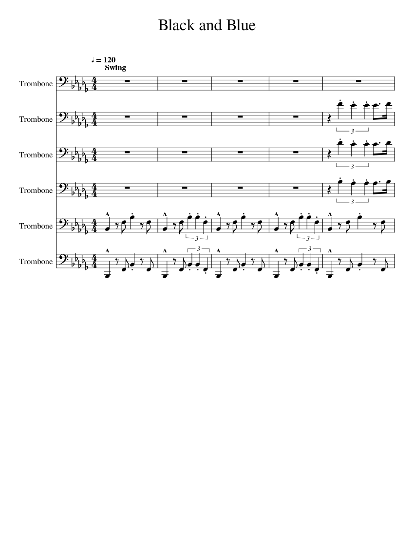 Black_and_Blue_Trombone_Fanfare Sheet music for Trombone (Brass Ensemble)