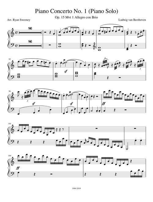 Piano Concerto No. 1 Piano Solo