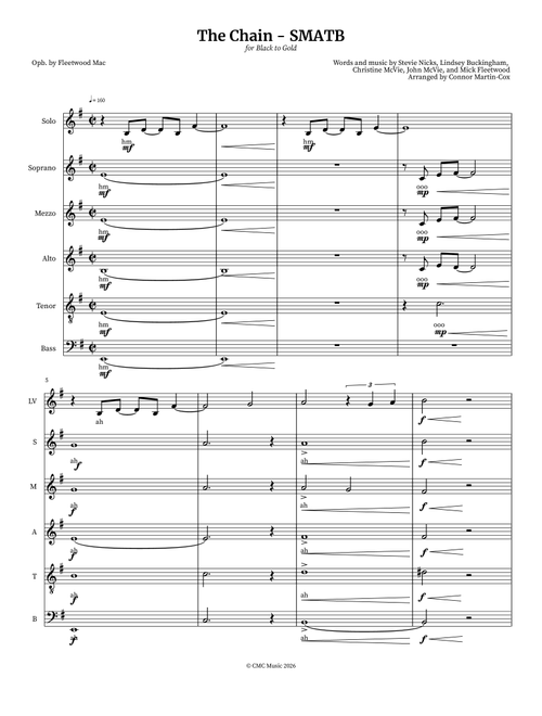 The Chain (Arr. Connor Martin-Cox) - Fleetwood Mac (Choral, 5-Part)