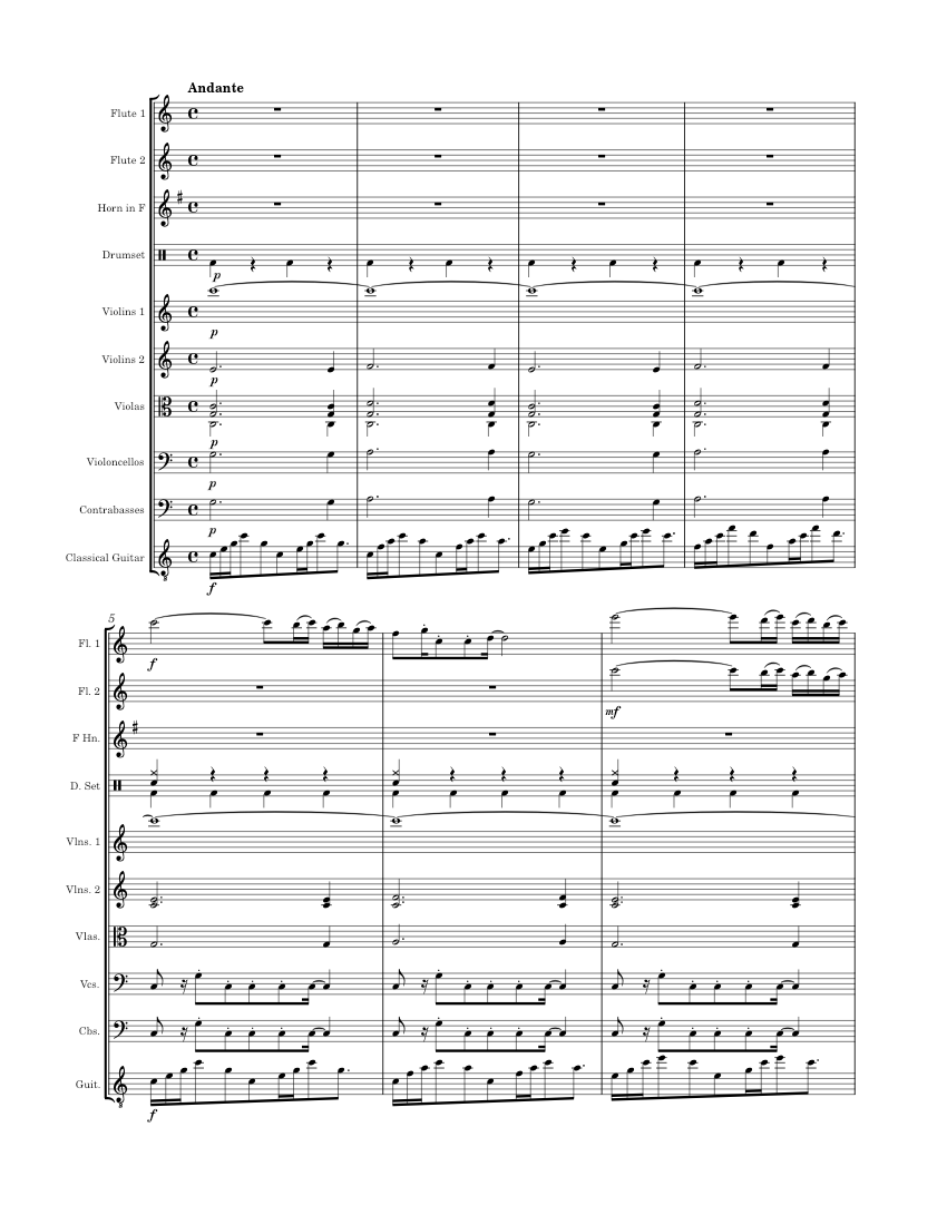 1 Sheet music for Flute, French horn, Guitar, Drum group & more