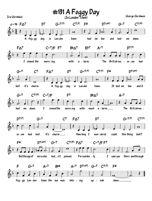 A Foggy Day (in London Town) (Arr. John Fries) - Ira Gershwin, George Gershwin (Piano-Vocal-Guitar (Piano Accompaniment))