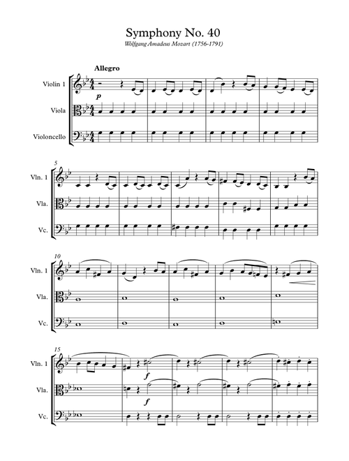 Mozart - Symphony No. 40  (String Trio) (Arr. Wesley S. SIlva) - Wolfgang Amadeus Mozart (String Ensemble)