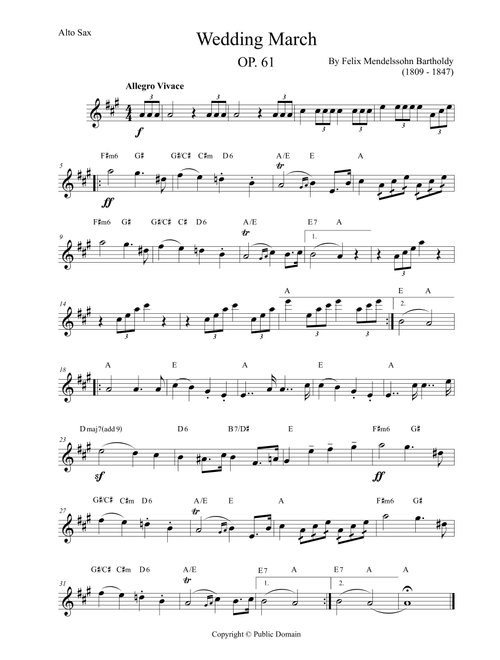 Wedding March (Arr. Leo Silva) - Felix Mendelssohn Bartholdy (Alto Sax Solo)