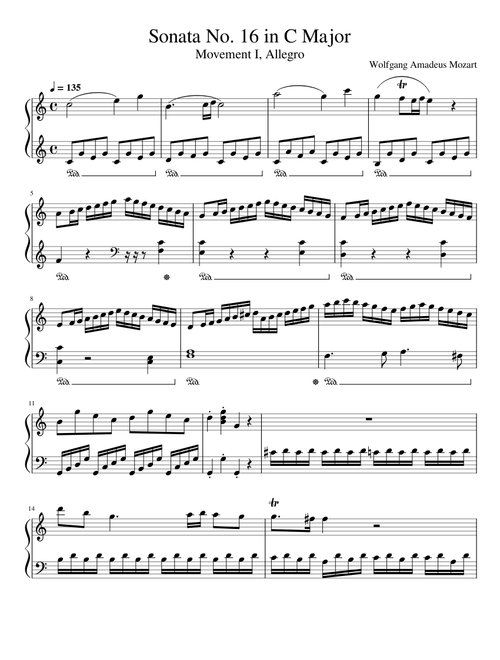 Sonata No. 16 in C Major Movement I, Allegro