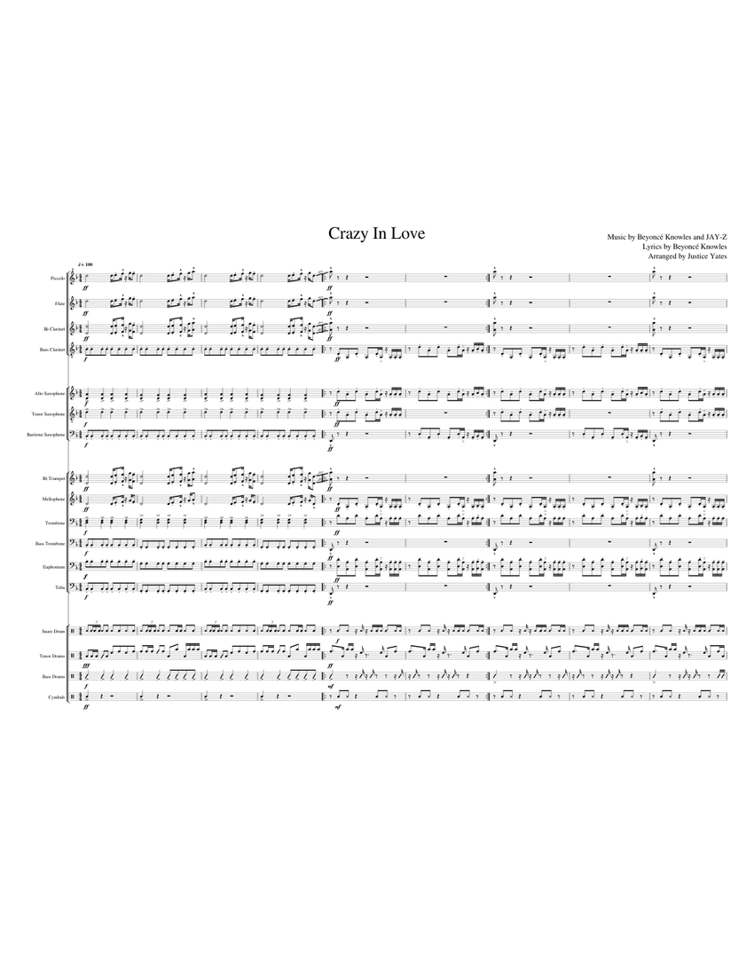 Crazy In Love Sheet Music for Trombone, Euphonium, Tuba